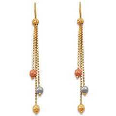 14K Tri Color Gold Hanging Earrings
