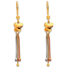 Load image into Gallery viewer, 14K Tri Color Gold Hanging Earrings