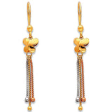 14K Tri Color Gold Hanging Earrings