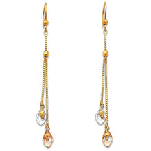 Load image into Gallery viewer, 14K Tri Color Gold Hanging Earrings