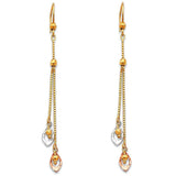 14K Tri Color Gold Hanging Earrings