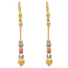 Load image into Gallery viewer, 14K Tri Color Gold Hanging Earrings
