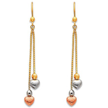 Load image into Gallery viewer, 14K Tri Color Gold Hanging Earrings