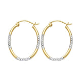 14k Two Tone Gold 15mm Diamond Cut Tube Hoop Earrings
