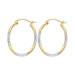 14k Two Tone Gold 15mm Diamond Cut Tube Hoop Earrings