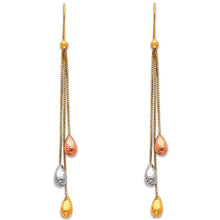 Load image into Gallery viewer, 14K Tri Color Gold Hanging Earrings