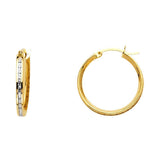 14K Yellow Gold 2mm Clear CZ Channel Hoop Earrings