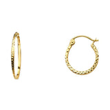 14K Yellow Gold 1.5mm Square Tube DC Hoop Earrings