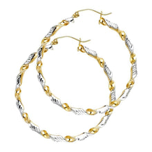 Load image into Gallery viewer, 14K Two Tone Gold 2mm Twisted Hoop Earrings