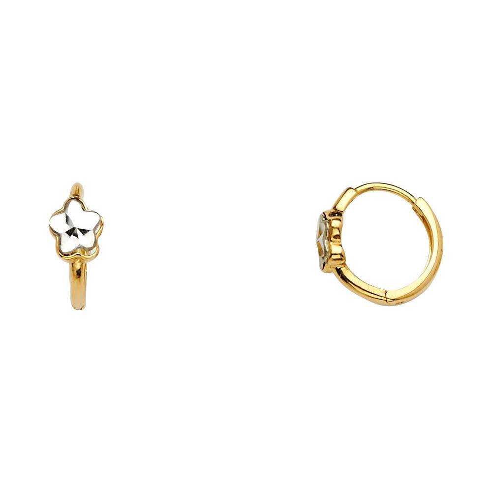 14K Two Tone 5mm Gold Star Huggie Earrings