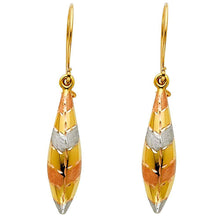 Load image into Gallery viewer, 14K Tri Color Gold Hollow Hanging Earrings