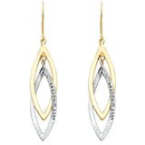 14K Two Tone Gold Hollow Design Tube Earrings