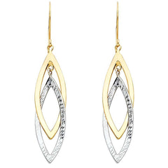 14K Two Tone Gold Hollow Design Tube Earrings