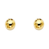 14K Yellow Gold 7mm Disco Ball Earrings With Push Back