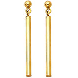 14K Yellow Gold Round Bar Hanging Earrings