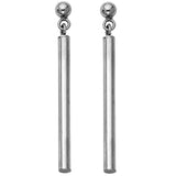 14K White Gold Round Bar Hanging Earrings