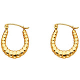 14k Yellow Gold 15mm Polished Crescent Ribbed Hoop Earrings