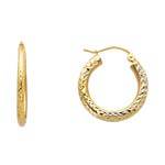 Load image into Gallery viewer, 14K Yellow Gold 3mm DC Hoop Earrings