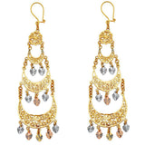 14K Tri Color Gold 36mm DC Chandelier Hanging Earrings