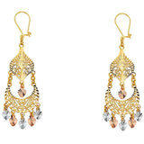 14K Tri Color Gold 17mm DC Chandelier Hanging Earrings