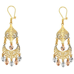 14K Tri Color Gold 17mm DC Chandelier Hanging Earrings