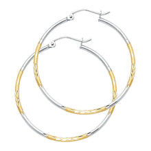 Load image into Gallery viewer, 14K Two Tone Gold DC Hoop Earrings