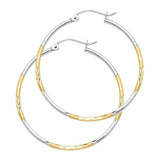 14K Two Tone Gold DC Hoop Earrings