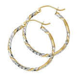 14K Two Tone Gold Curled Hoop Earrings