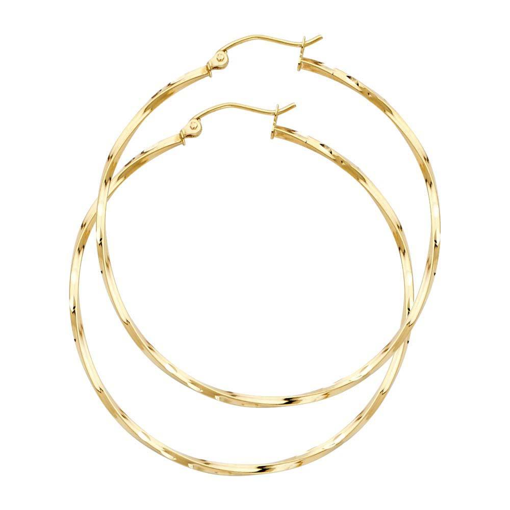 14K Yellow Gold Curled Hoop Earrrings
