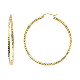 14K Yellow Gold Full DC Hollow Square Tube Hoop Earrings