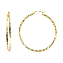 14K Yellow Gold Full DC Hollow Square Tube Hoop Earrings