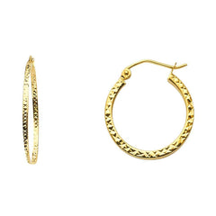 14K Yellow Gold Full DC Hollow Square Tube Hoop Earrings