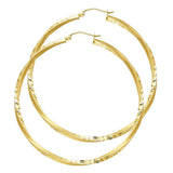 14K Yellow Gold 2.6mm DC Satin Hoop Earrings