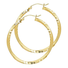 Load image into Gallery viewer, 14K Yellow Gold 2.6mm DC Satin Hoop Earrings