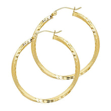 Load image into Gallery viewer, 14K Yellow Gold 2.6mm DC Satin Hoop Earrings