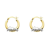 14k Two Tone Gold Polished Petite Dolphin Hinge Hoop Earrings