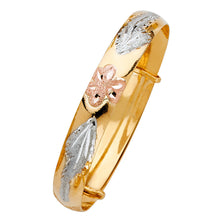 Load image into Gallery viewer, 14K Tricolor Baby Adjustable Bangle-Length 4" to 5.5"