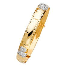 Load image into Gallery viewer, 14K Tricolor 8mm Baby Adjustable Bangle, Length 4" to 5.5"