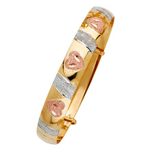 Load image into Gallery viewer, 14K Tricolor 8mm Baby Adjustable Bangle, Length 4" to 5.5"