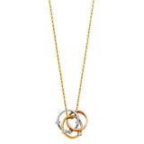 14K Tricolor Rings CZ Necklace