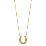14K Yellow Pave CZ Lucky Horseshoe Necklace