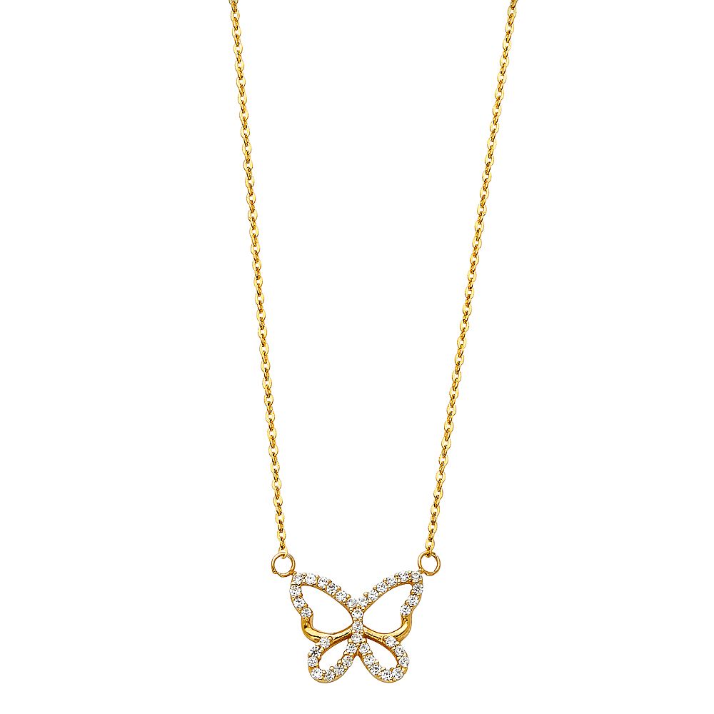 14K Yellow Pave CZ Open Necklace