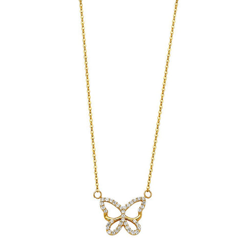 14K Yellow Pave CZ Open Necklace