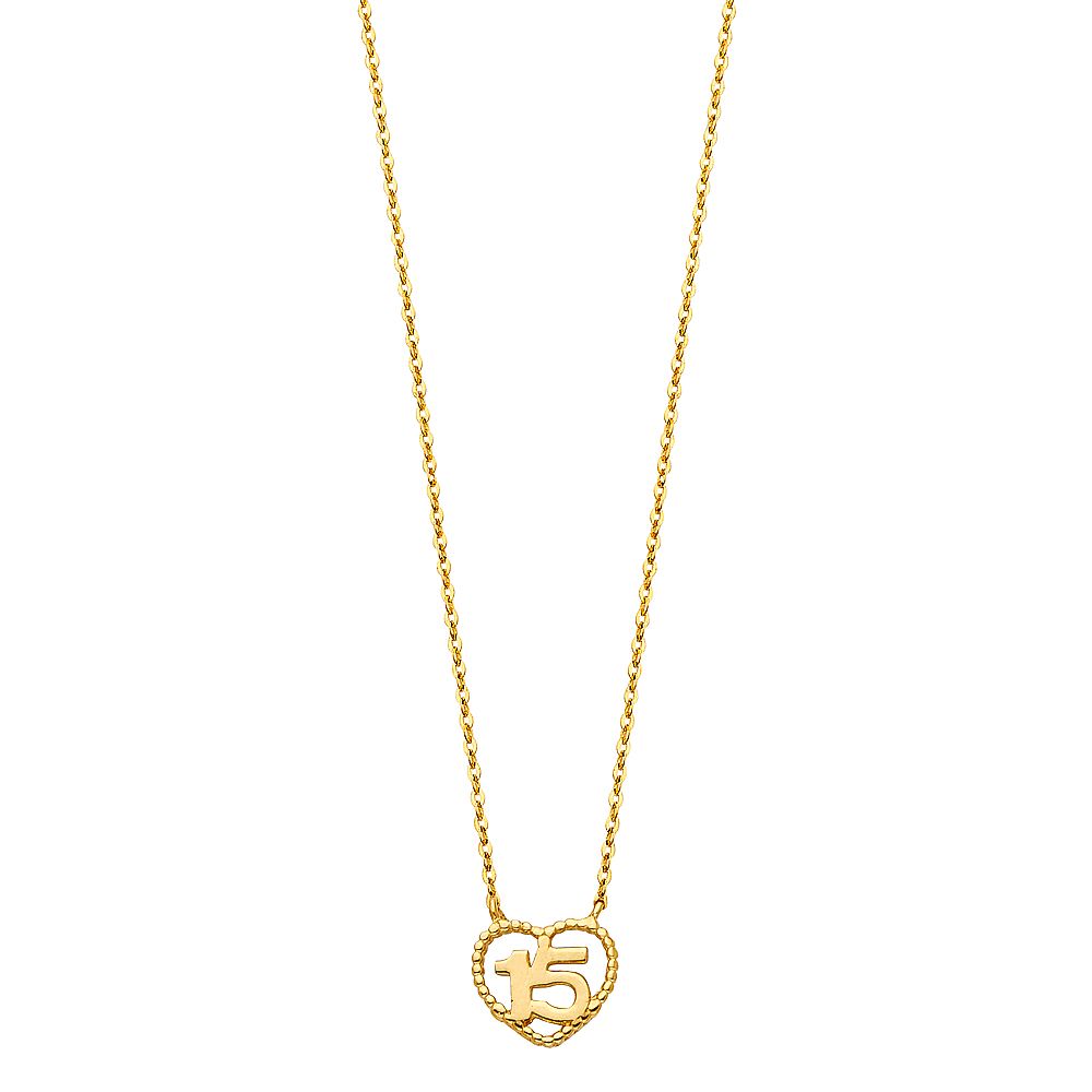 14K Yellow Sweet 15 Necklace