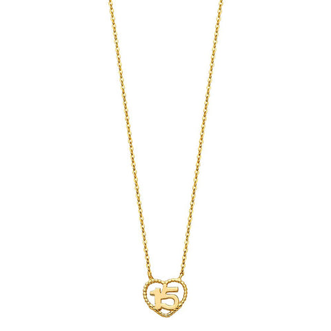 14K Yellow Sweet 15 Necklace