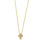 14K Yellow CZ Cross Necklace