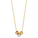 14K Tricolor Perforated Ball Necklace