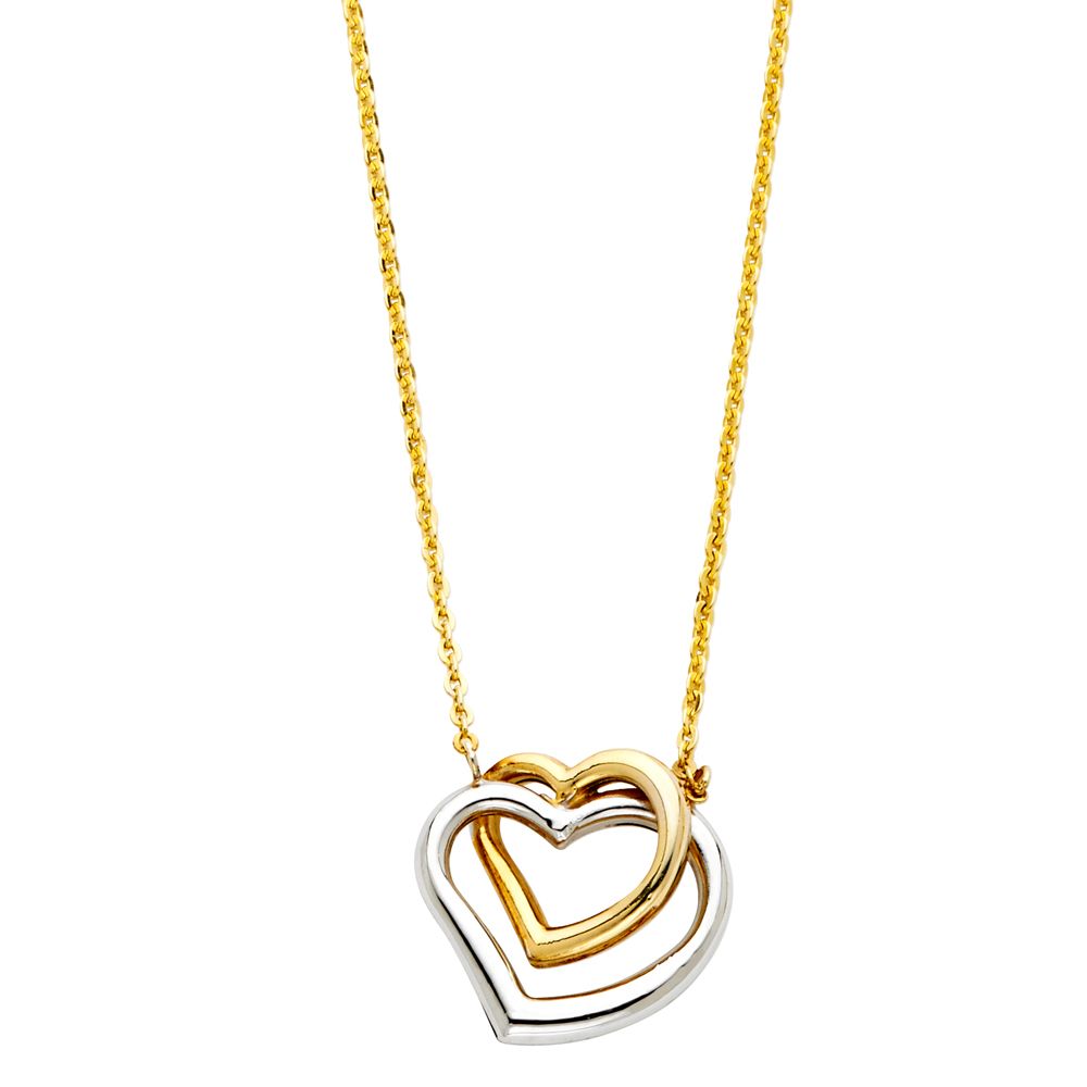 14K TwoTone Double Heart Necklace