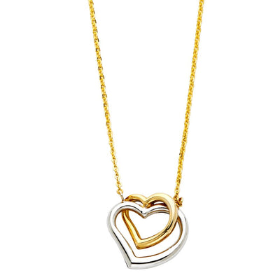 14K TwoTone Double Heart Necklace