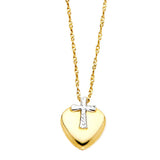 14K TwoTone Cross Heart Necklace